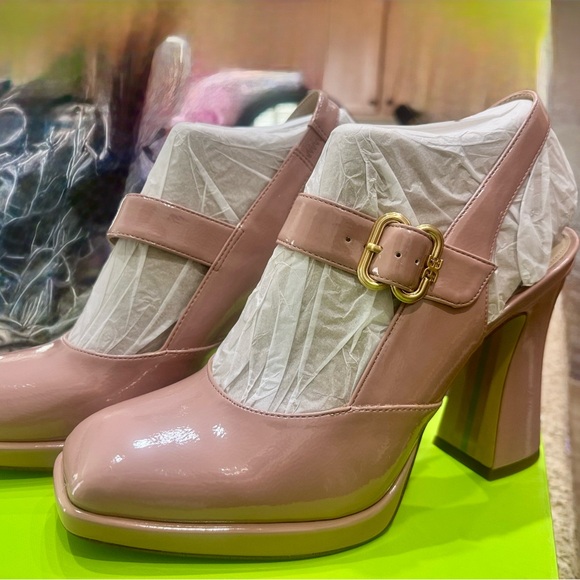 Sam Edelman NWT Pale Pink Patent Leather Heels with Square Toe - Picture 2 of 10